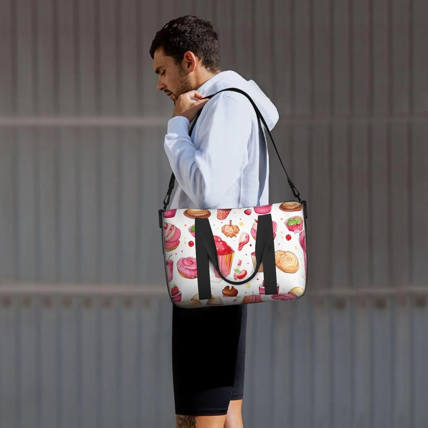 Travel Duffle Bag Pancake Strawberry Weekender Overnight Bags Luggage Bag for Women Men Waterproof Sports Gym Bag Hand Bag with Shoulder Strap