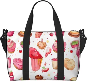Travel Duffle Bag Pancake Strawberry Weekender Overnight Bags Luggage Bag for Women Men Waterproof Sports Gym Bag Hand Bag with Shoulder Strap