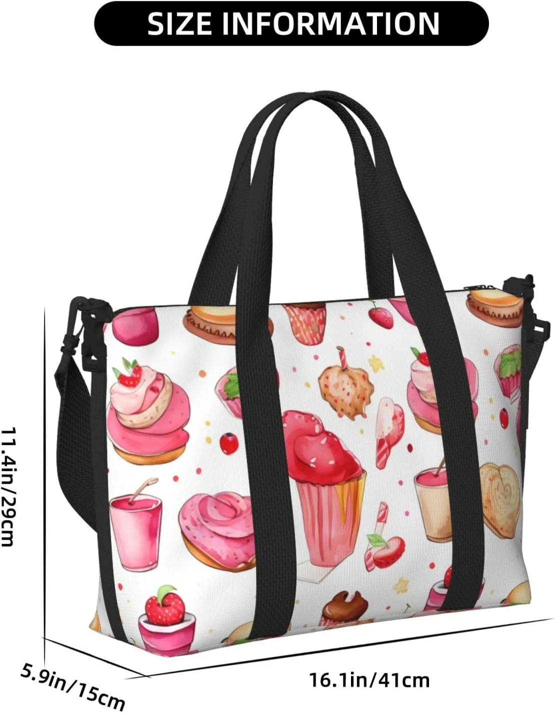 Travel Duffle Bag Pancake Strawberry Weekender Overnight Bags Luggage Bag for Women Men Waterproof Sports Gym Bag Hand Bag with Shoulder Strap