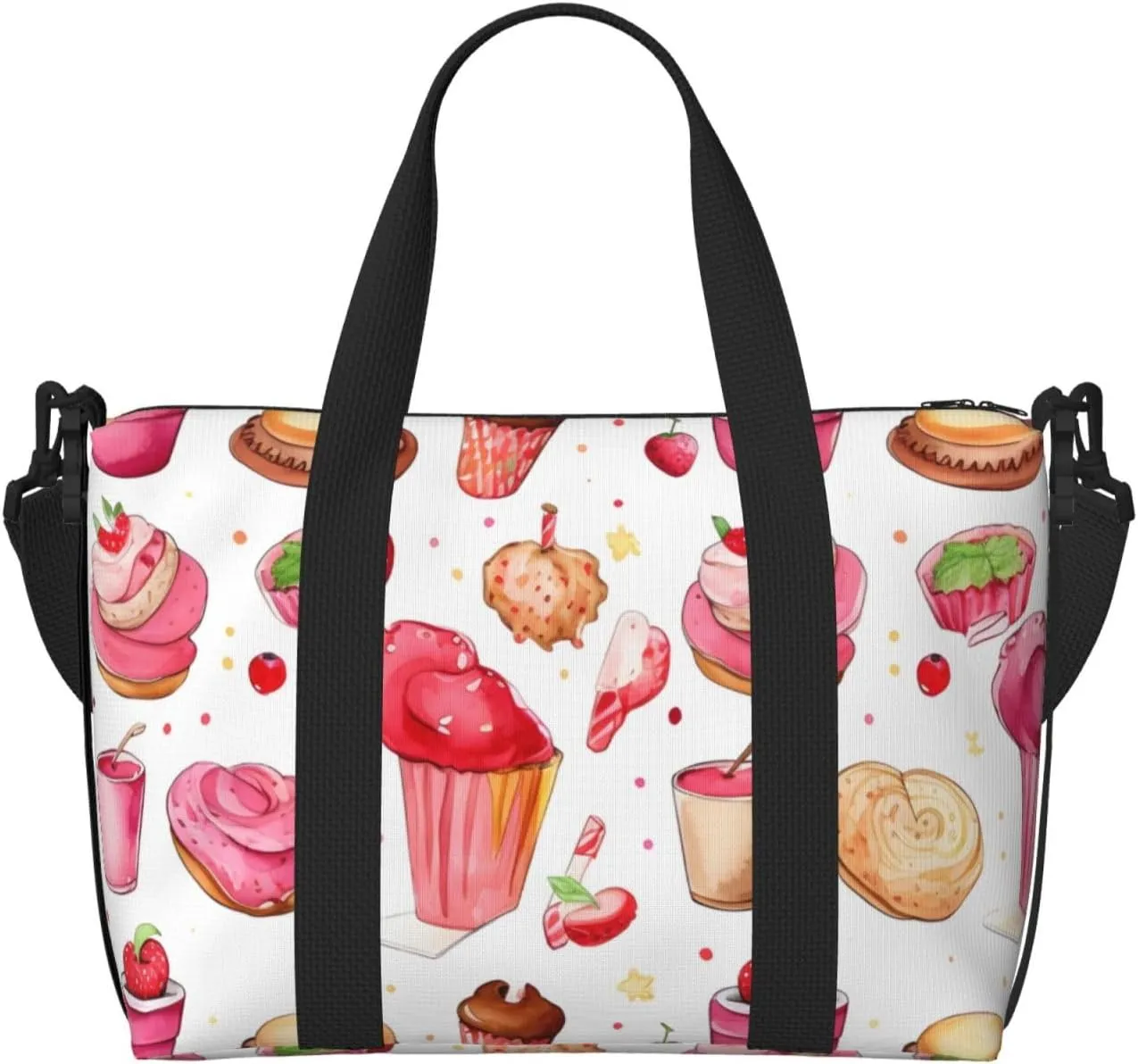 Travel Duffle Bag Pancake Strawberry Weekender Overnight Bags Luggage Bag for Women Men Waterproof Sports Gym Bag Hand Bag with Shoulder Strap