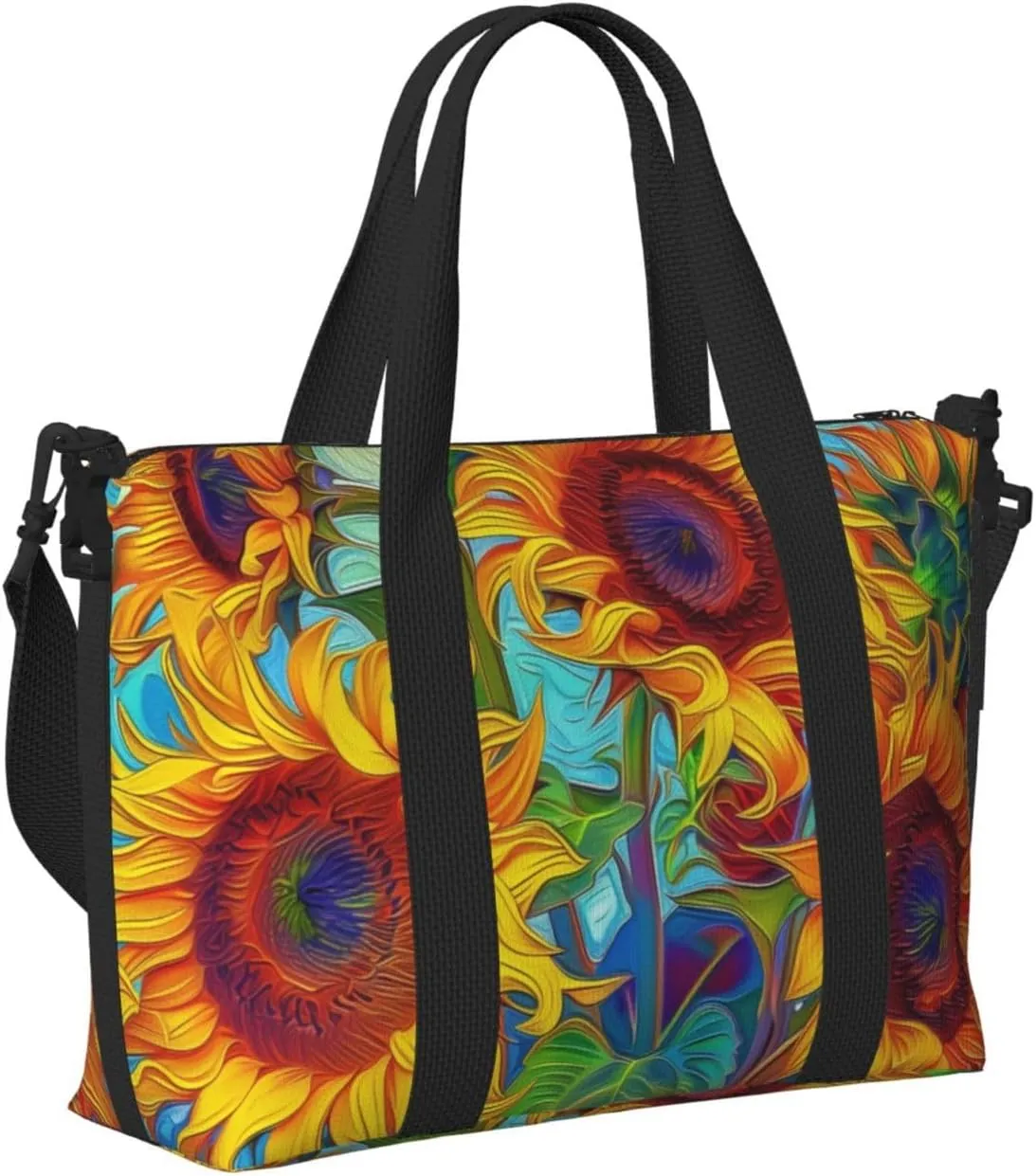 Travel Duffle Bag Sunflower Painting Weekender Overnight Bags Luggage Bag for Women Men Waterproof Sports Gym Bag Hand Bag with Shoulder Strap
