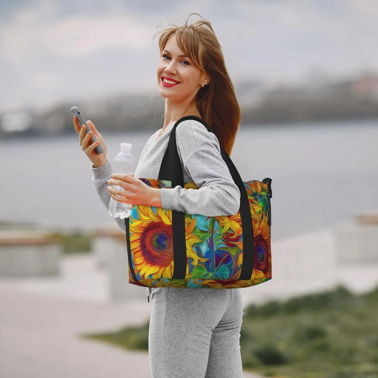Travel Duffle Bag Sunflower Painting Weekender Overnight Bags Luggage Bag for Women Men Waterproof Sports Gym Bag Hand Bag with Shoulder Strap
