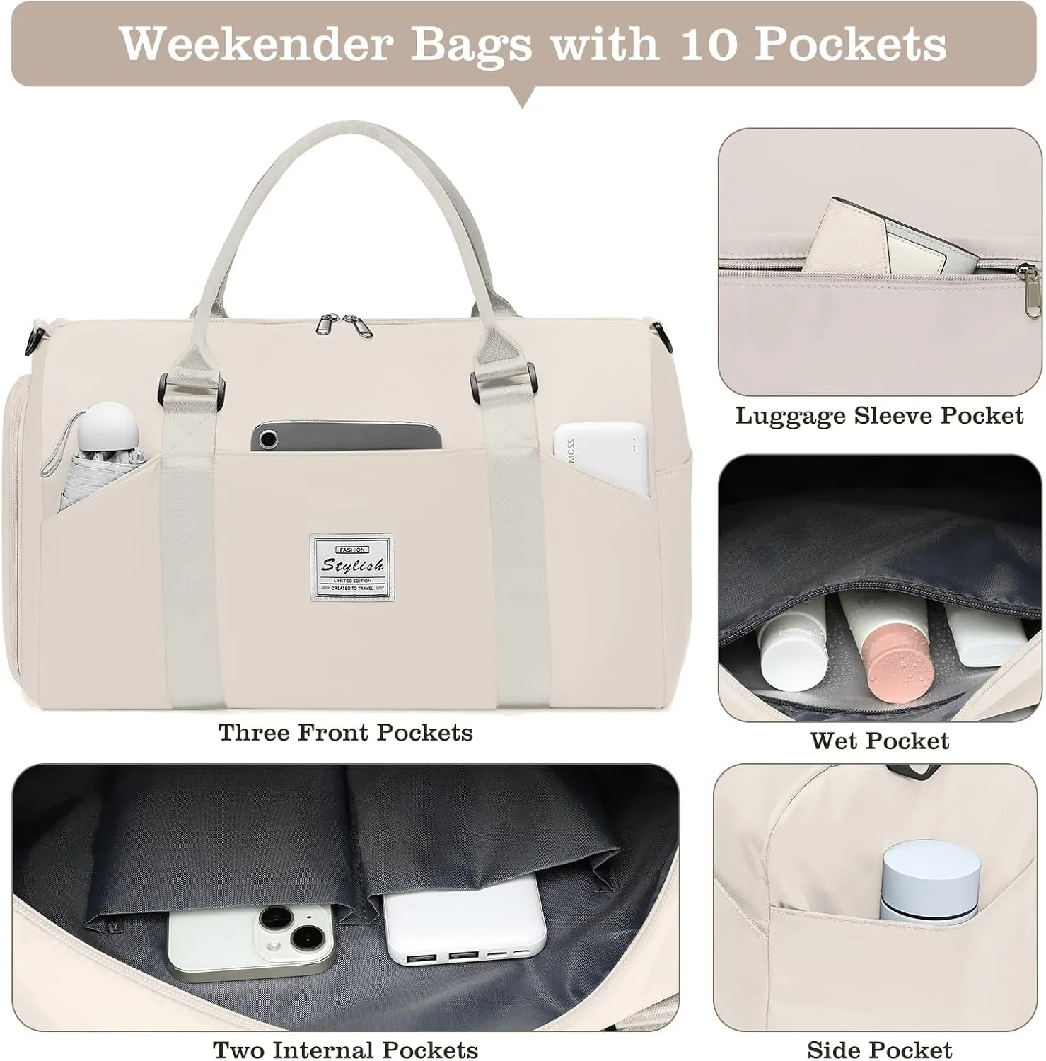 Travel Duffle Bag, Weekender Bag with Shoe Compartment, Carry On Tote Bags for Women, Travel Essentials Sport Gym Bag for Men, Hospital Bag for Labor and Delivery, Overnight Bag with Trolley Sleeve
