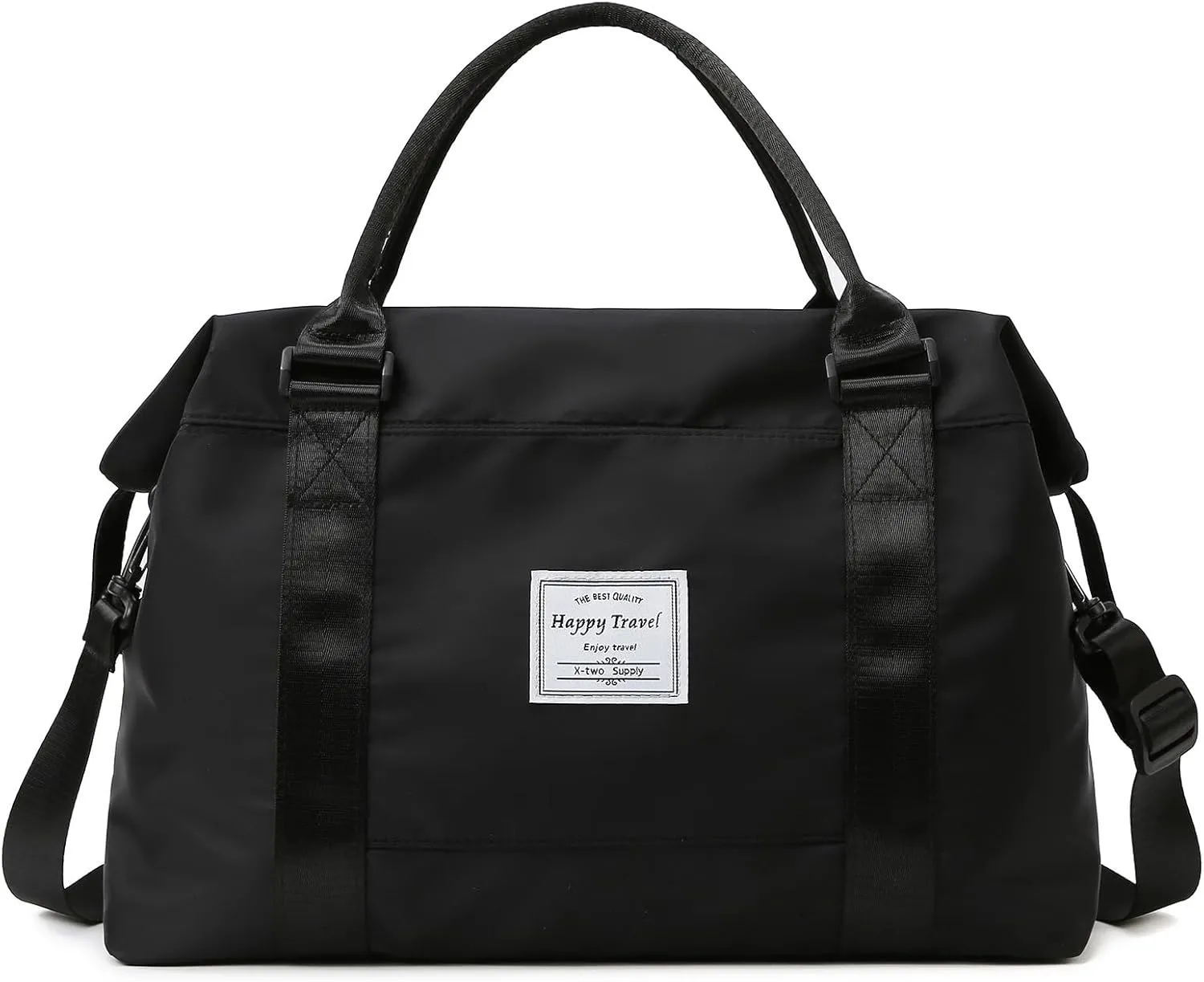 Travel Duffle Bag Weekender Overnight Bag Gym Tote with Dry and Wet Separated Pocket for Women Girls Shoulder Workout Duffel Bag Water Resistant (black)