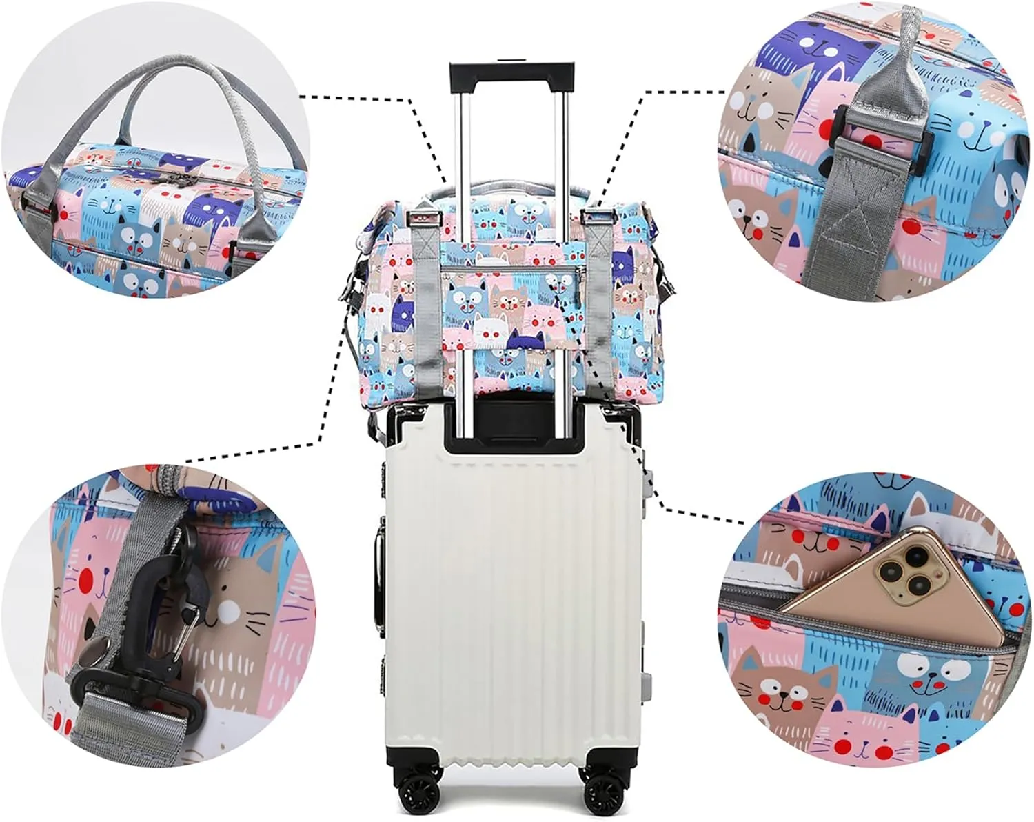Travel Duffle Bag Weekender Overnight Gym Tote with Dry and Wet Separated Pocket for Women Girls Shoulder Workout Duffel Bag Water Resistant (leopard print)