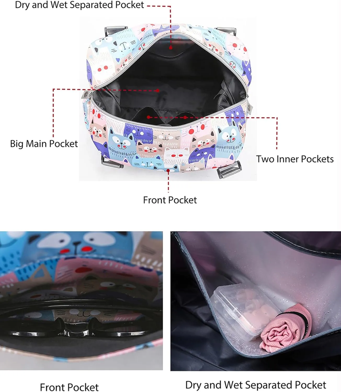 Travel Duffle Bag Weekender Overnight Gym Tote with Dry and Wet Separated Pocket for Women Girls Shoulder Workout Duffel Bag Water Resistant (leopard print)