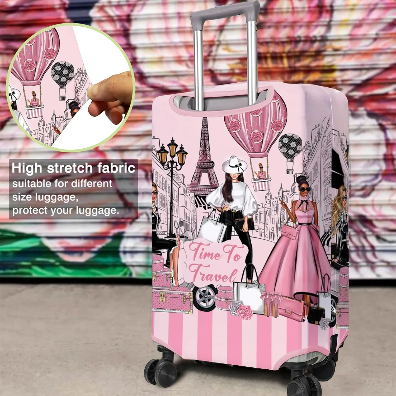 Travel Luggage Cover Suitcase Protector Fits 18-32 Inch Wheel Covers PatternedTravel Related Items Flower Luggage Protector Elastic M