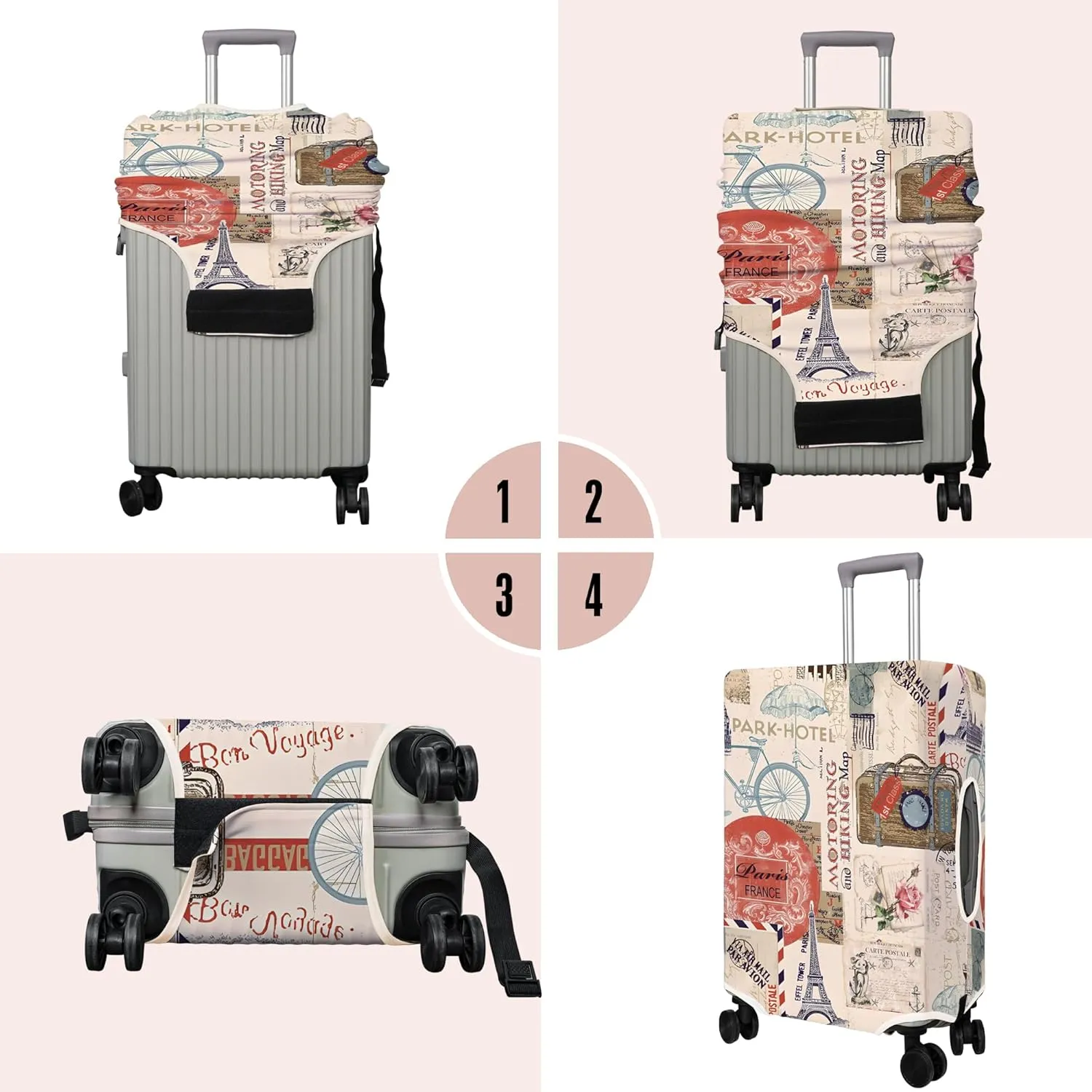 Travel Luggage Cover Suitcase Protector Fits 18-32 Inch Wheel Covers PatternedTravel Related Items Flower Luggage Protector Elastic M