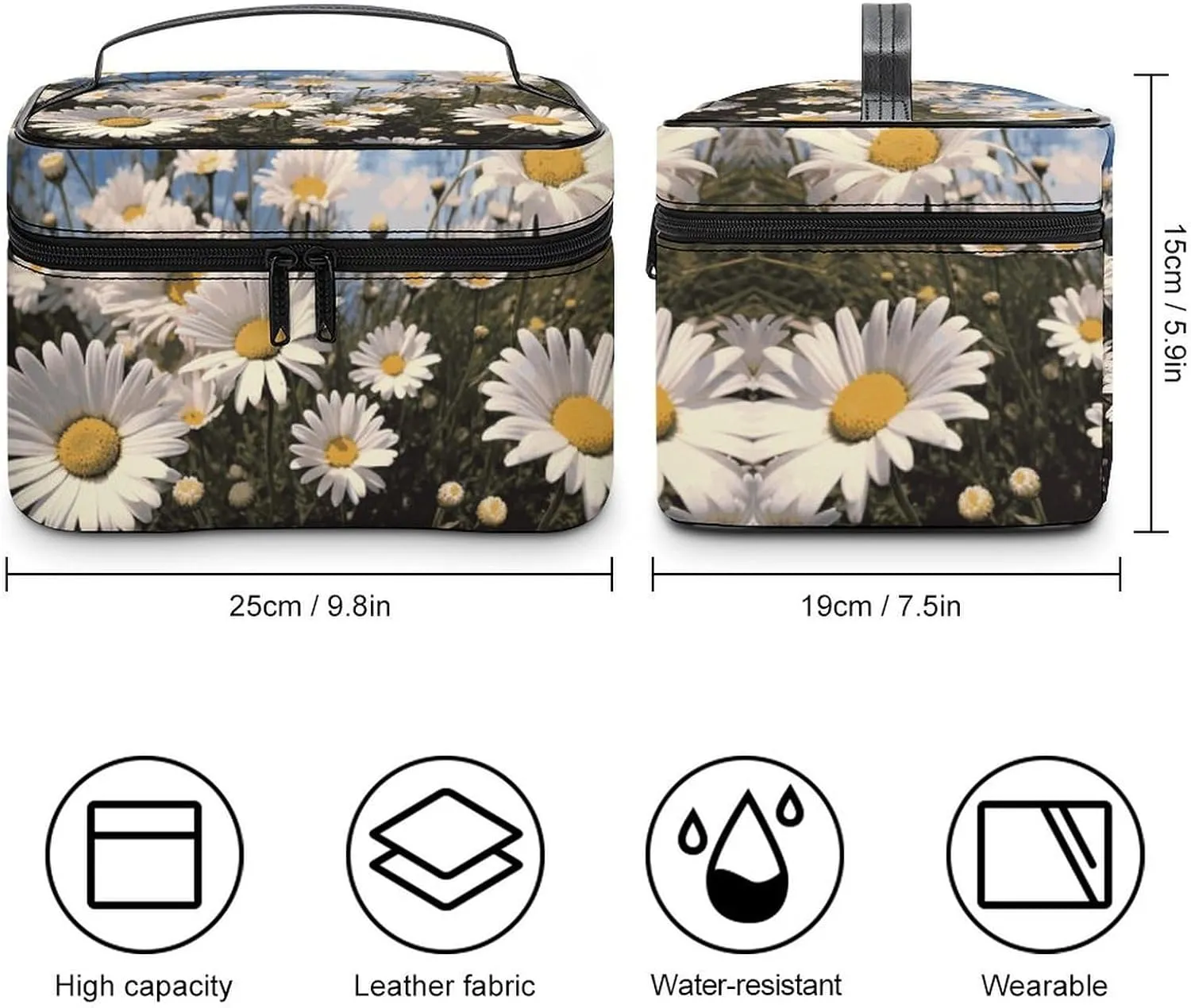 Travel Toiletry Bag for Women And Men,Beautiful Daisies Toiletry Organizer, Makeup Bag Travel Organizer for Shampoo,Toiletries