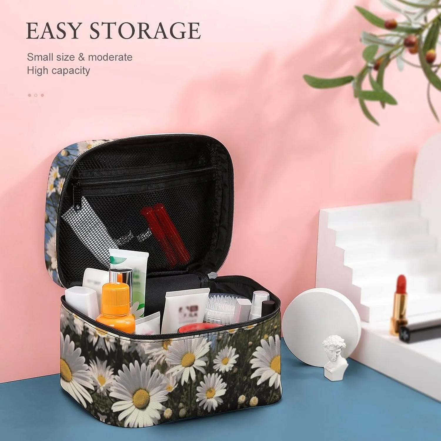 Travel Toiletry Bag for Women And Men,Beautiful Daisies Toiletry Organizer, Makeup Bag Travel Organizer for Shampoo,Toiletries