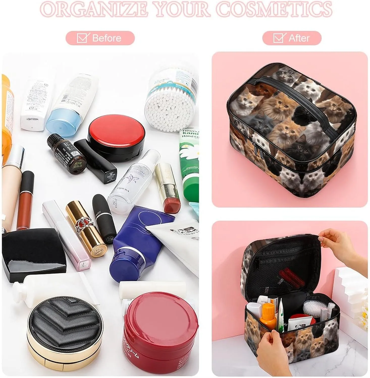 Travel Toiletry Bag for Women And Men,Cat Collection Toiletry Organizer, Makeup Bag Travel Organizer for Shampoo,Toiletries