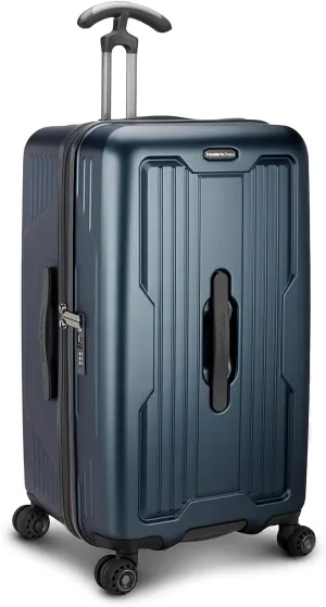 Traveler's Choice Ultimax II 26" Medium Trunk Spinner Luggage, Tie Down Straps, Matte Navy, Checked Inch
