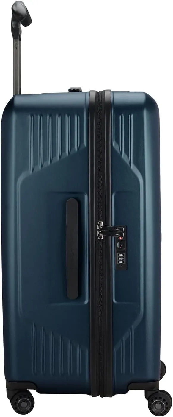 Traveler's Choice Ultimax II 26" Medium Trunk Spinner Luggage, Tie Down Straps, Matte Navy, Checked Inch