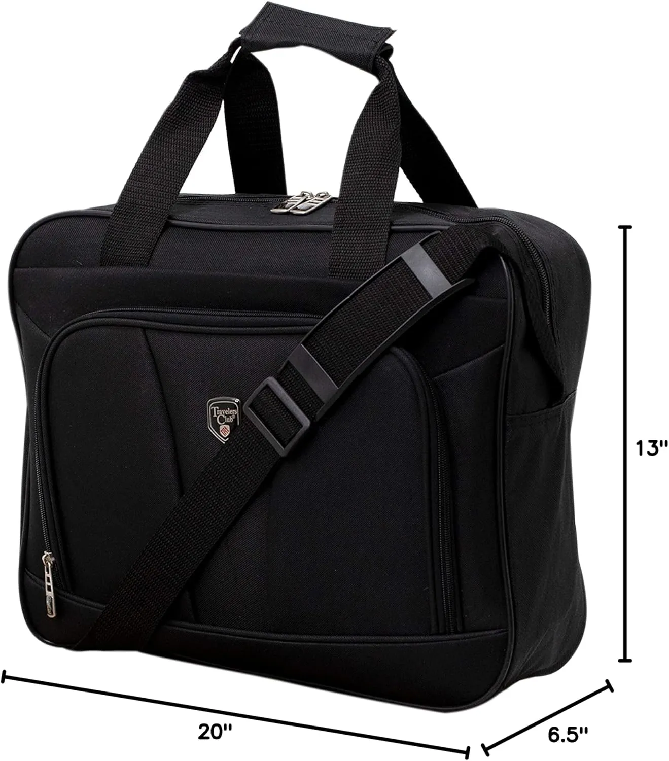Travelers Club Bowman Expandable Luggage, Black, 3-Piece Set (Dopp/Tote/20)