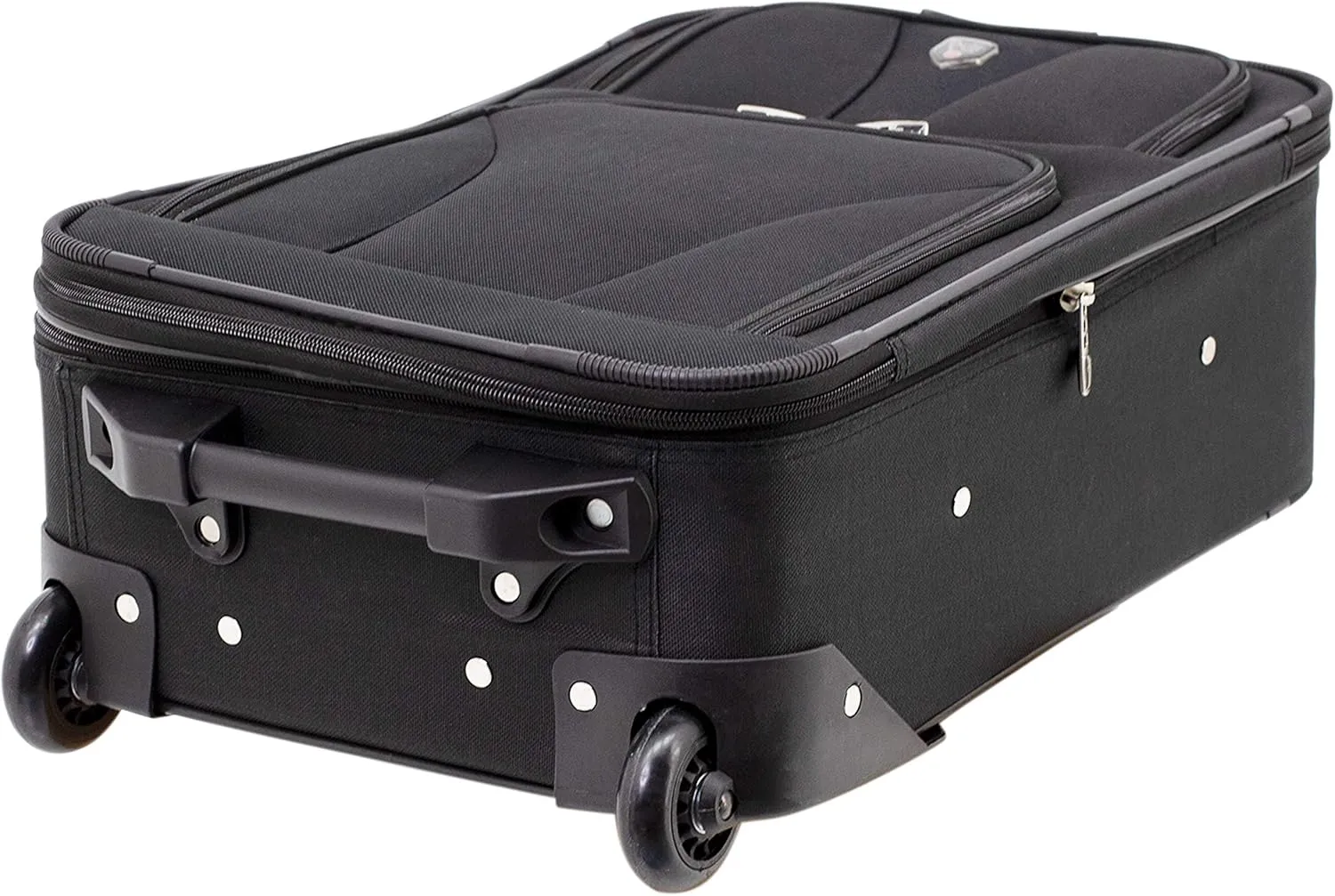 Travelers Club Bowman Expandable Luggage, Black, 3-Piece Set (Dopp/Tote/20)