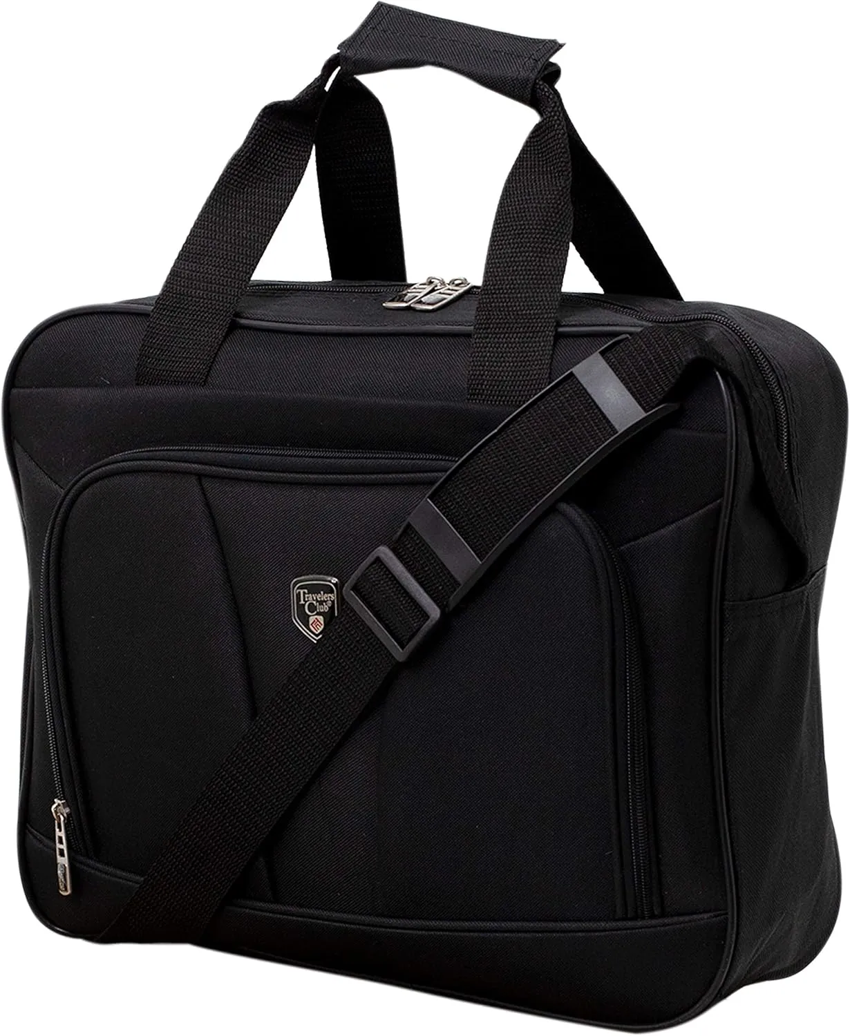Travelers Club Bowman Expandable Luggage, Black, 3-Piece Set (Dopp/Tote/20)