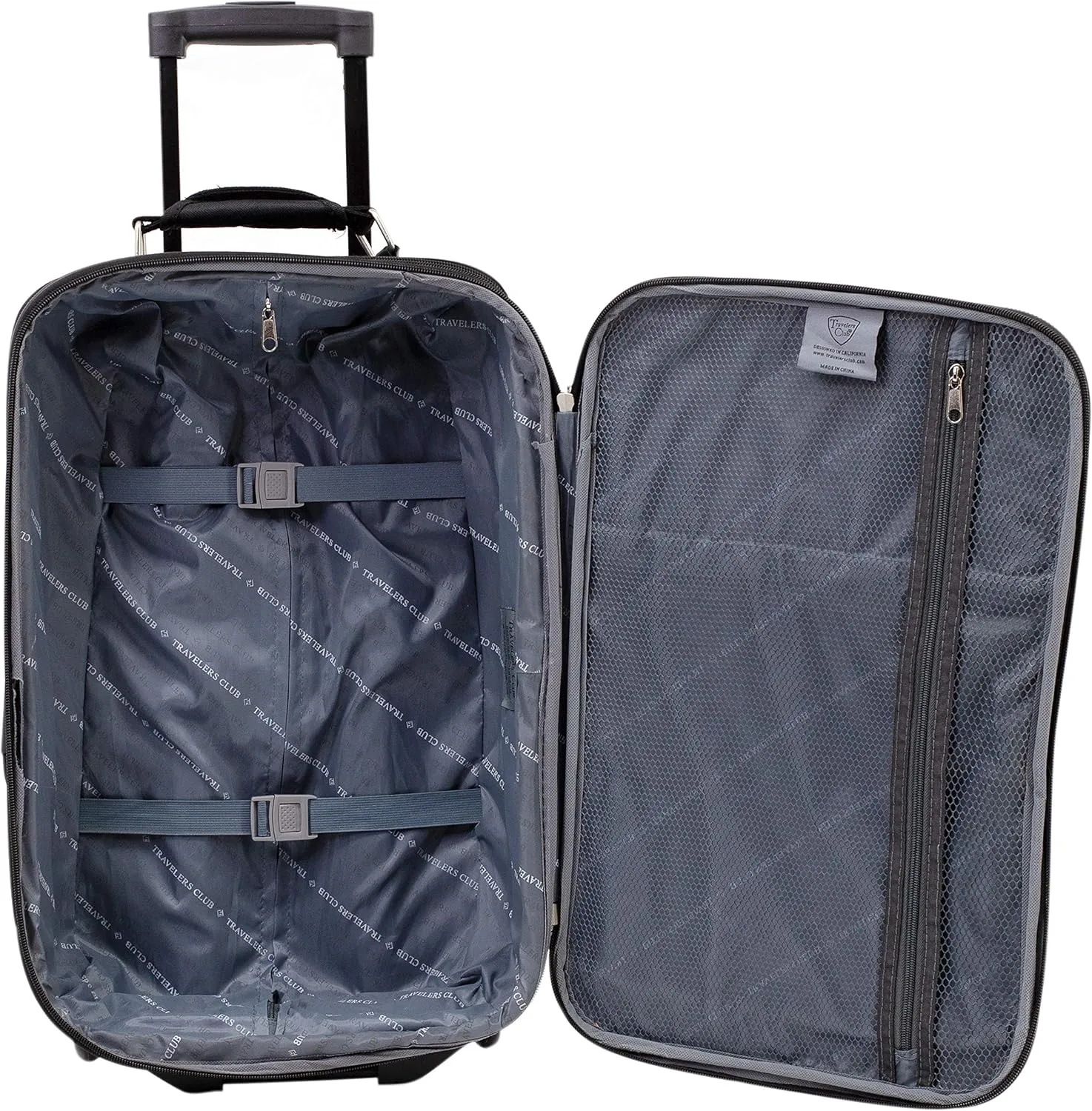 Travelers Club Bowman Expandable Luggage, Black, 3-Piece Set (Dopp/Tote/20)