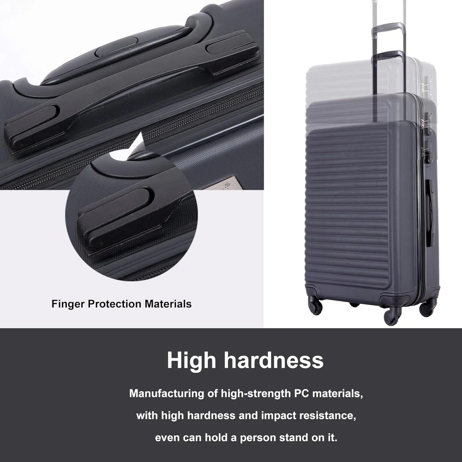 Travelhouse TravelhouseLuggageSets3PieceWear-ResistanceHardshellSpinnerWheelsSuitcaseSetswithTsaLock20/24/28TravelLuggagesClearanceLightweight