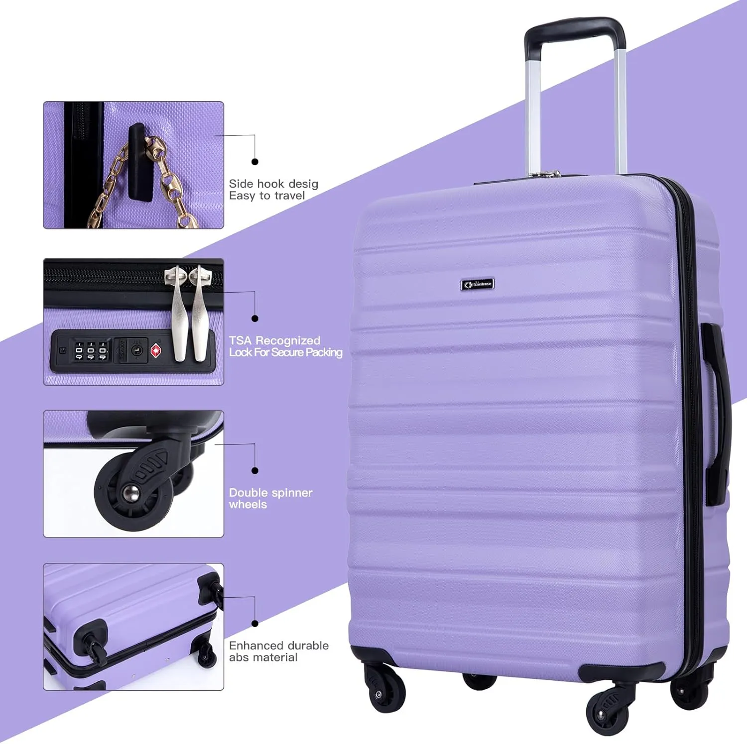 Travelhouse TravelhouseLuggageSets3PieceWear-ResistanceHardshellSpinnerWheelsSuitcaseSetswithTsaLock20/24/28TravelLuggagesClearanceLightweight