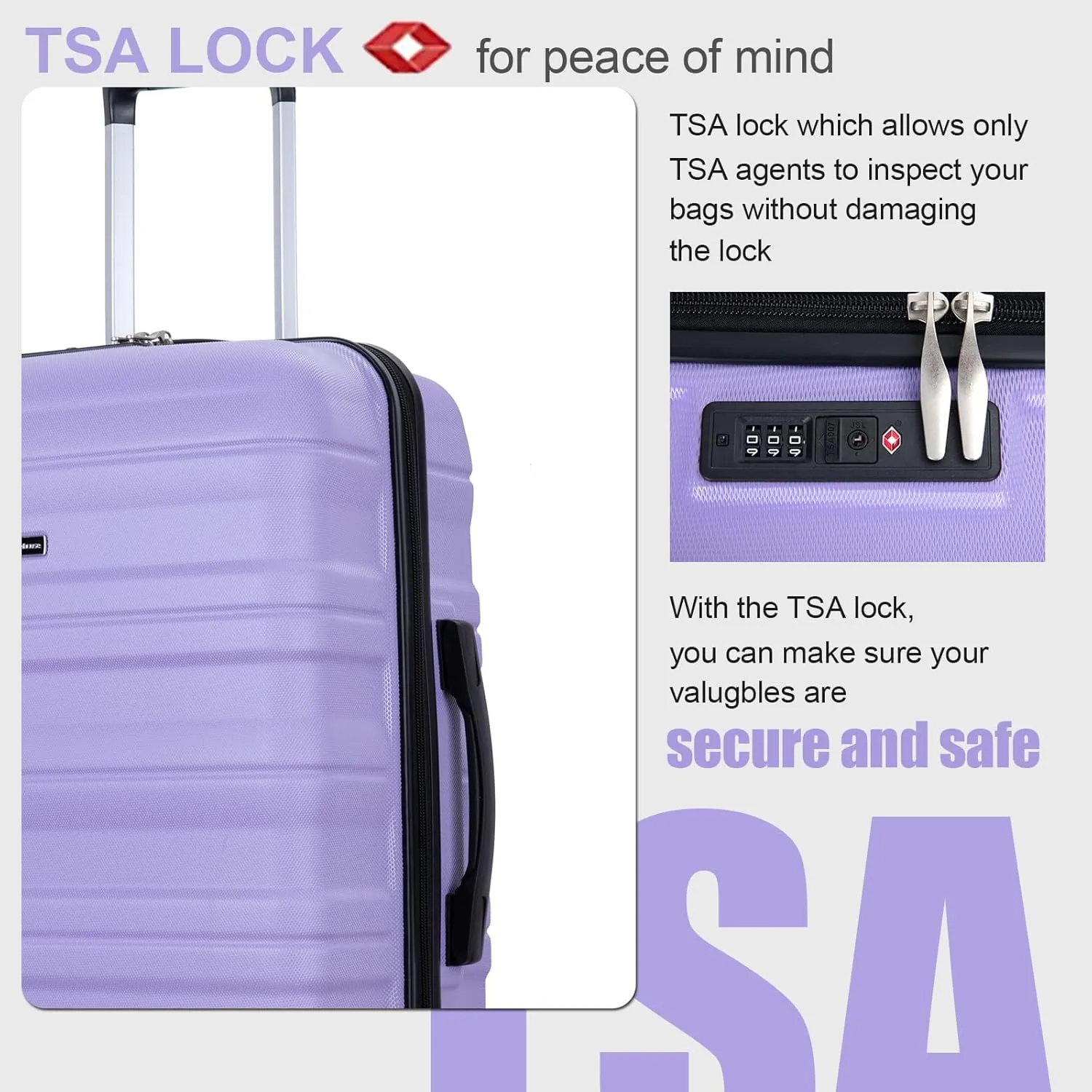 Travelhouse TravelhouseLuggageSets3PieceWear-ResistanceHardshellSpinnerWheelsSuitcaseSetswithTsaLock20/24/28TravelLuggagesClearanceLightweight