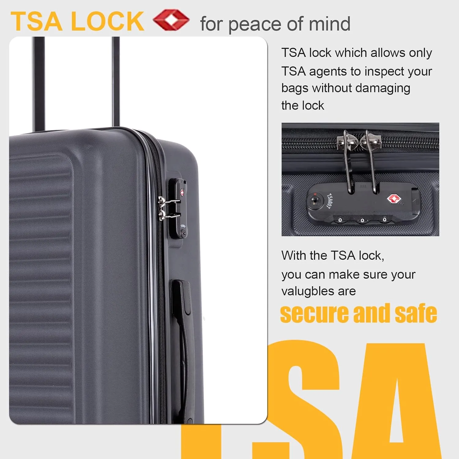 Travelhouse TravelhouseLuggageSets3PieceWear-ResistanceHardshellSpinnerWheelsSuitcaseSetswithTsaLock20/24/28TravelLuggagesClearanceLightweight