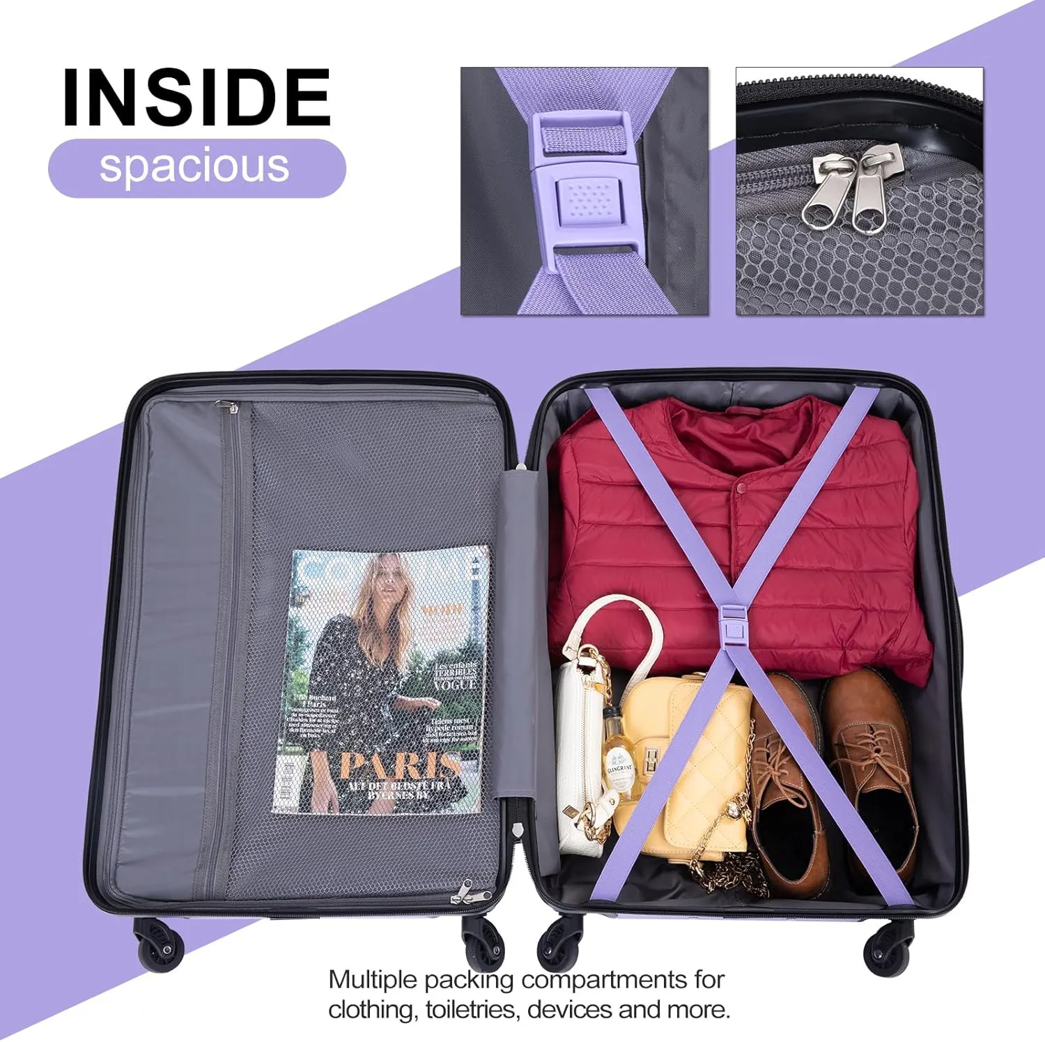 Travelhouse TravelhouseLuggageSets3PieceWear-ResistanceHardshellSpinnerWheelsSuitcaseSetswithTsaLock20/24/28TravelLuggagesClearanceLightweight