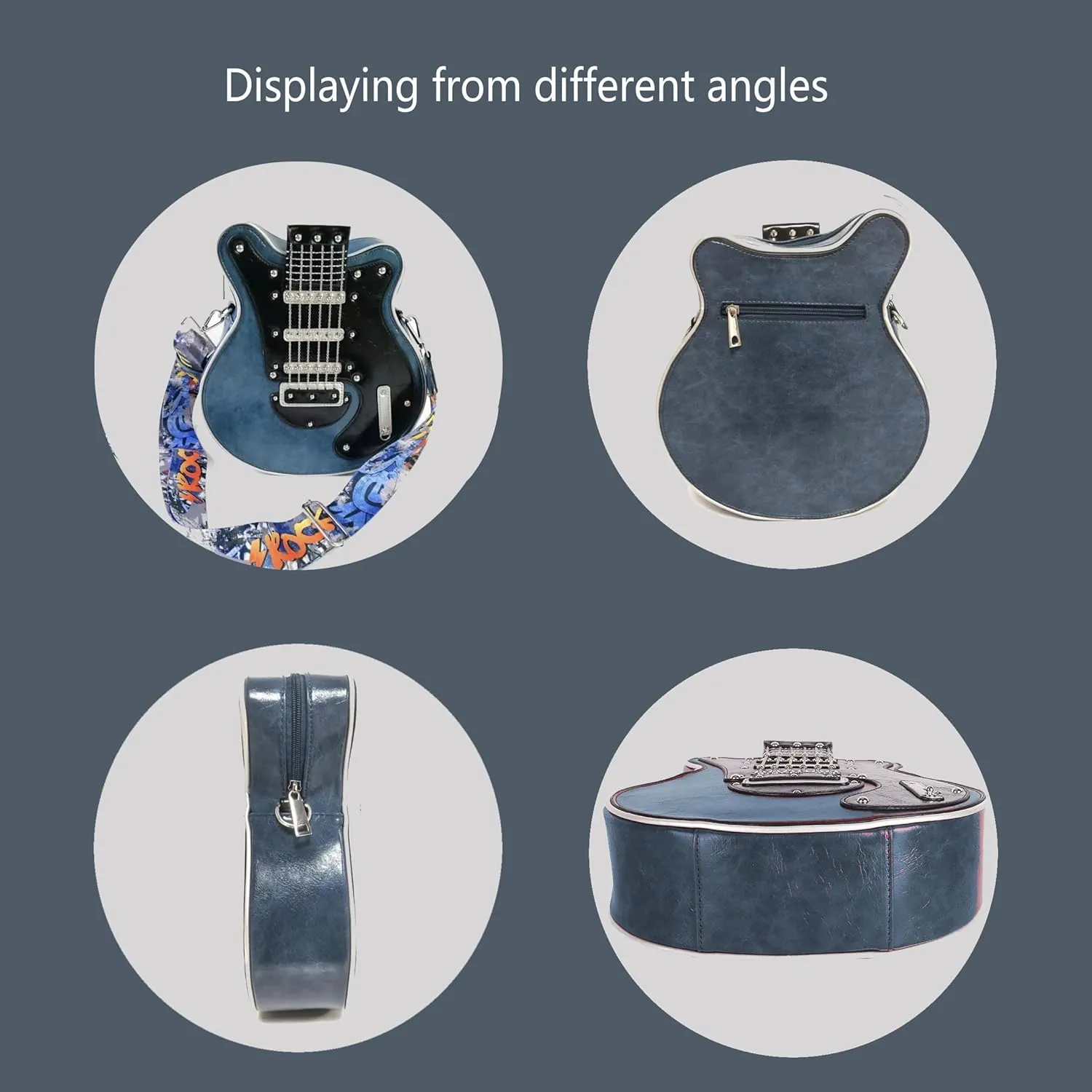 Trendy Guitar Shaped Medium Vegan Leather Crossbody Bag Purse