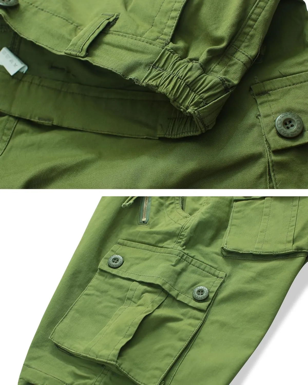 TRGPSG Women's Hiking Shorts, 7" Bermuda Cargo Shorts with 7 Pockets, Quick Dry, Breathable, Green