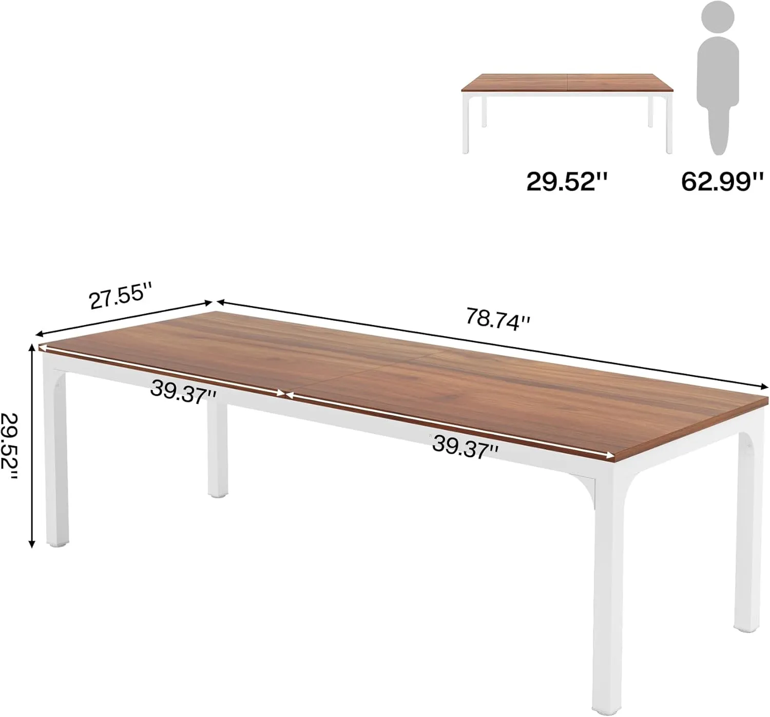 Tribesigns 78.7 Inches Extra Long Computer Desk 2 Person Desk, Double Long Desk, Workstaion for Home Office (Walnut White)