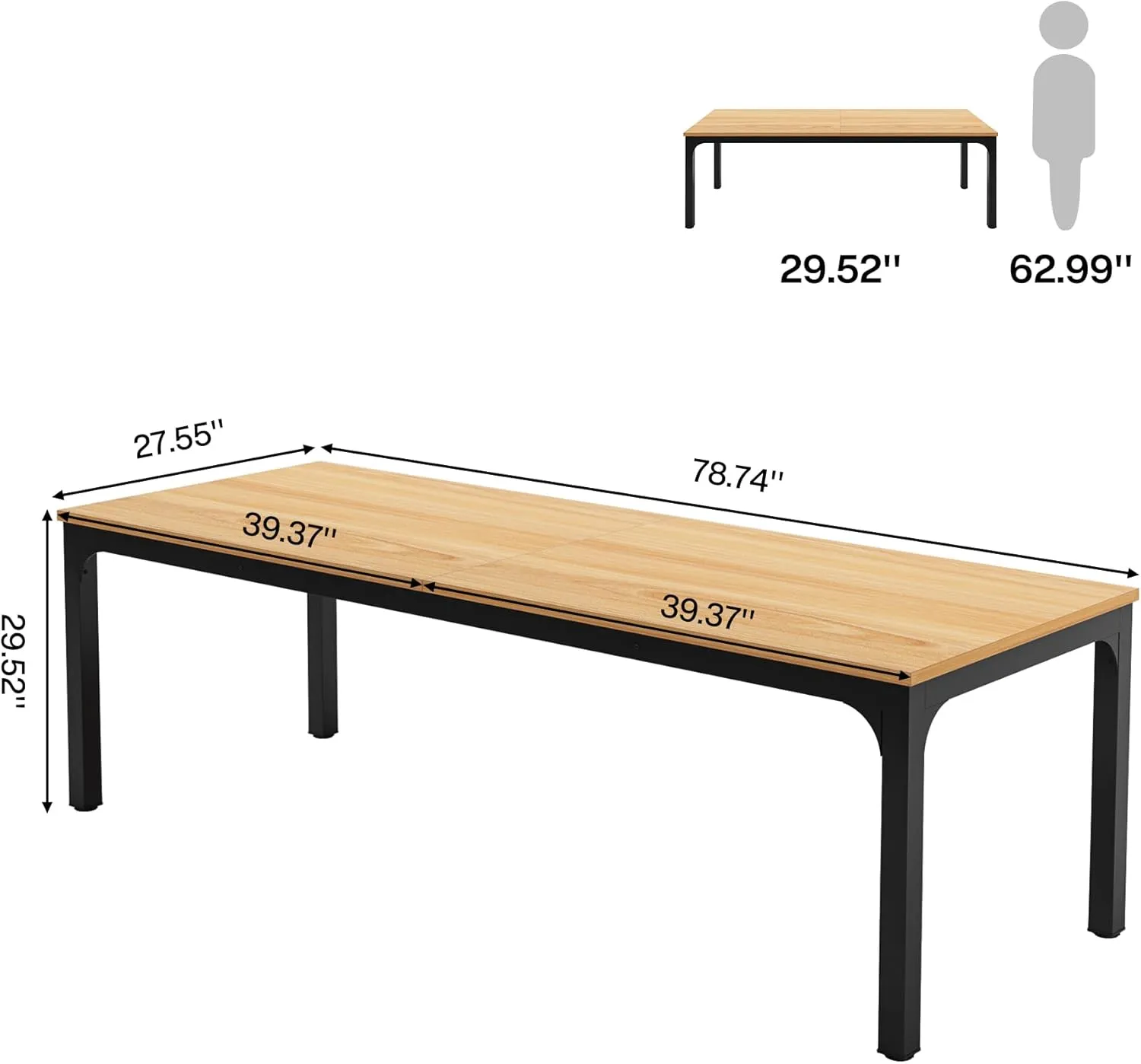 Tribesigns 78.7 Inches Extra Long Computer Desk 2 Person Desk, Double Long Desk, Workstaion for Home Office