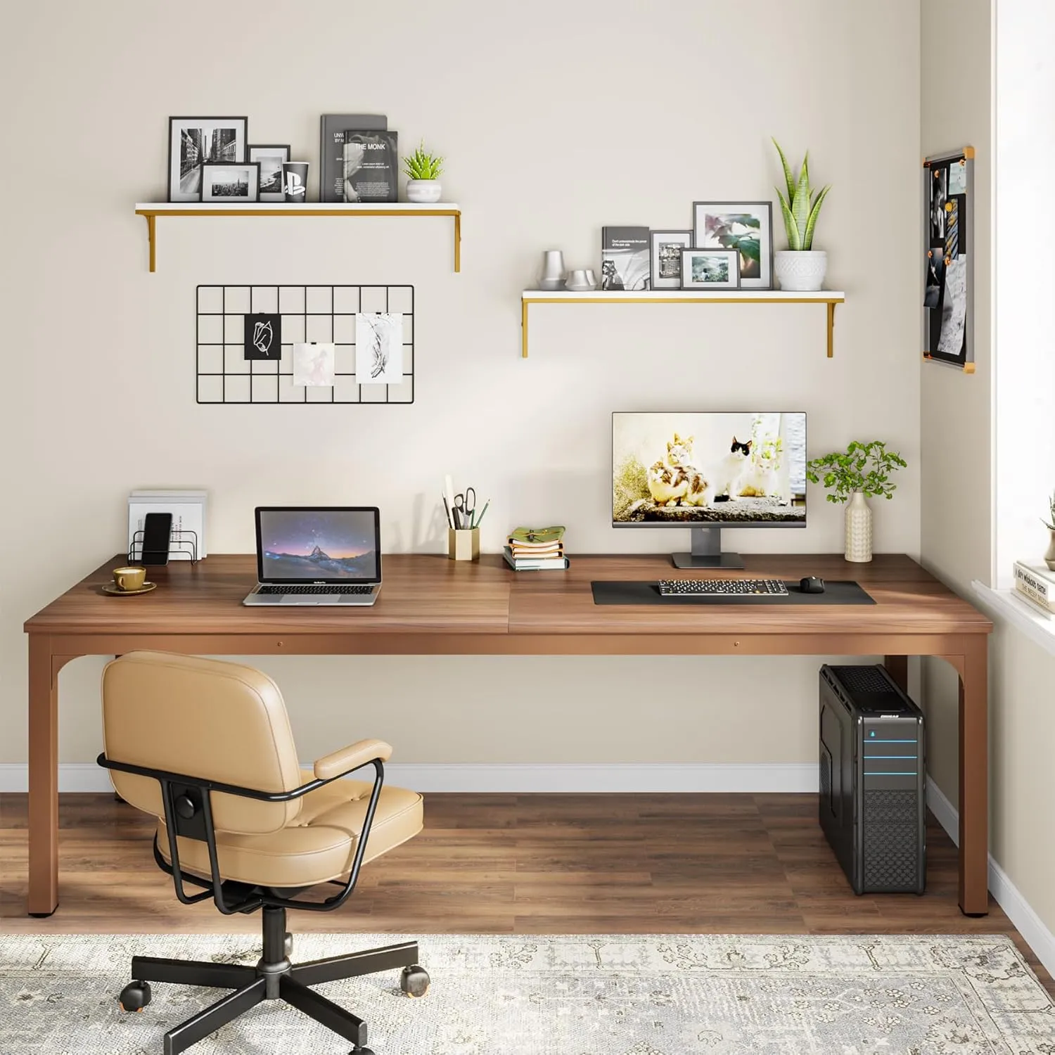 Tribesigns 78.7 Inches Extra Long Computer Desk 2 Person Desk, Double Long Desk, Workstaion for Home Office