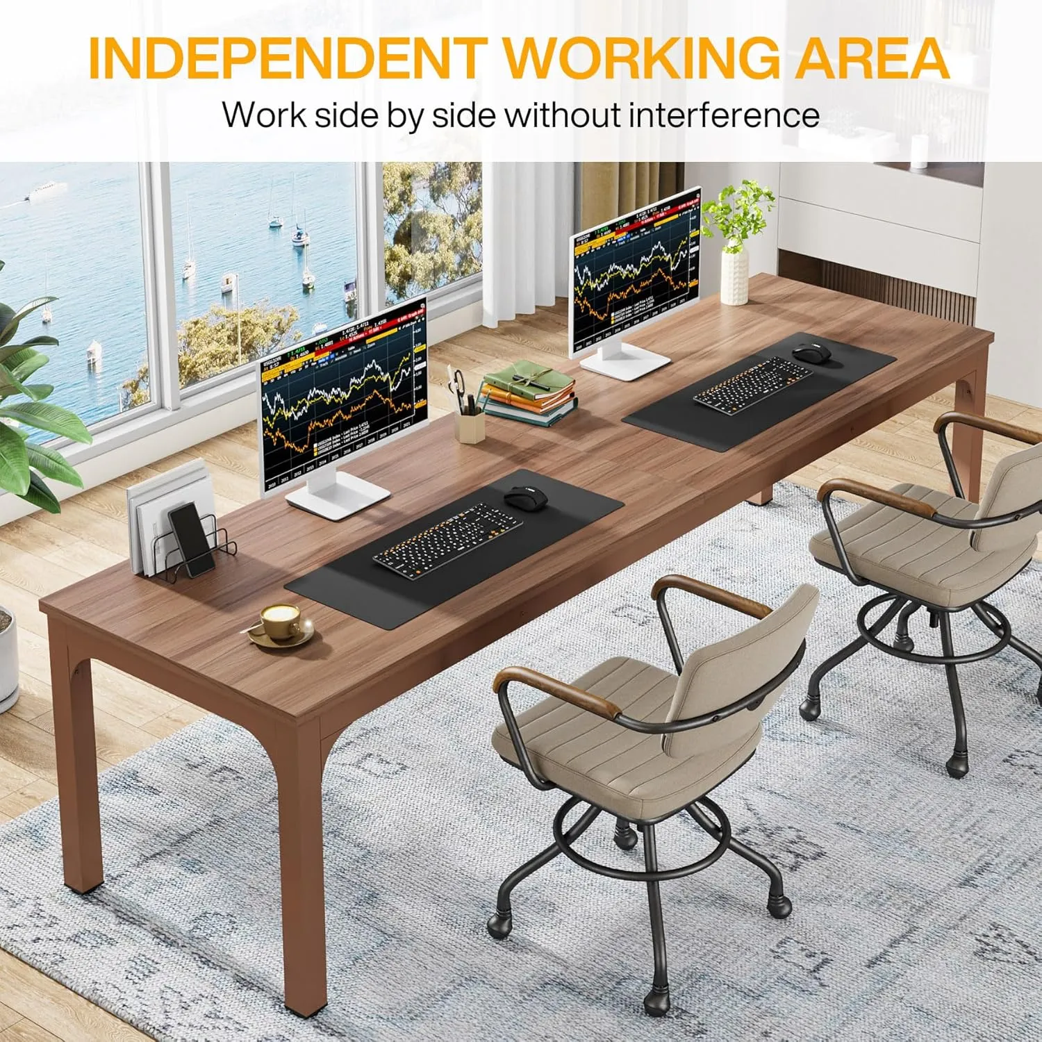 Tribesigns 78.7 Inches Extra Long Computer Desk 2 Person Desk, Double Long Desk, Workstaion for Home Office