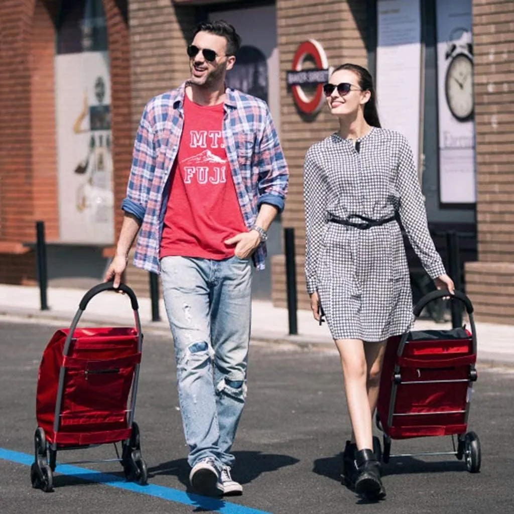 Trolley Black Home Shopping Cart Folding Portable Shopping Cart Travel Luggage Small Cart Elderly Trolley Car 60L