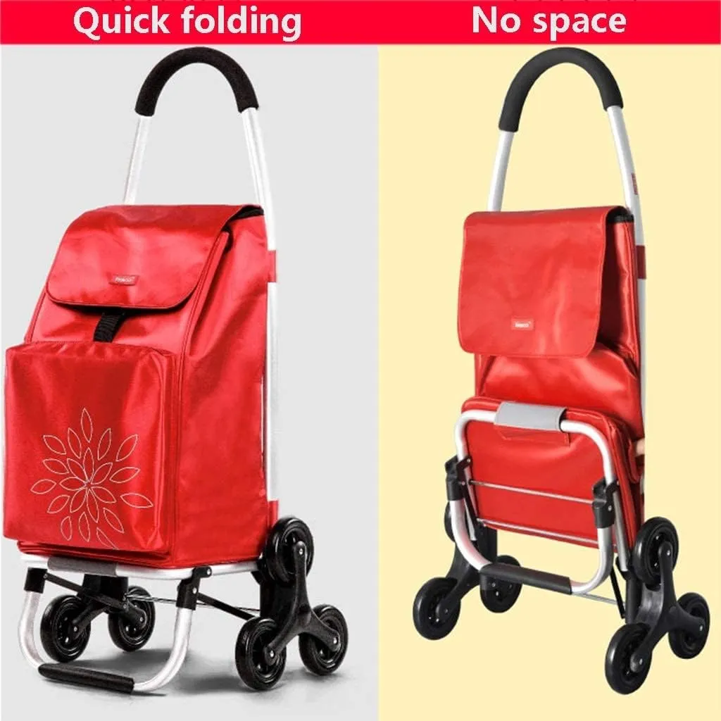 Trolley Black Home Shopping Cart Folding Portable Shopping Cart Travel Luggage Small Cart Elderly Trolley Car 60L