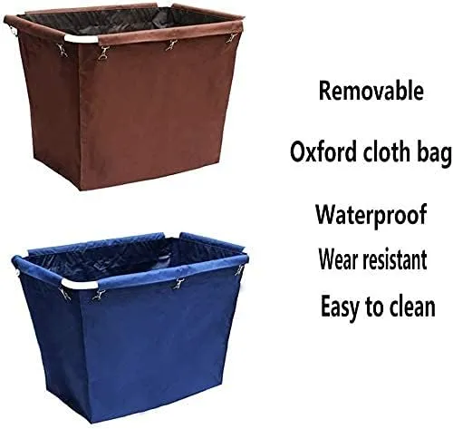 Trolley Movable Carts, Kitchen Storage Hand Trucks, 200L Large Capacity Laundry Hamper Sorter Cart,Hotel Clothes Trolley With 6.5Inch Wheels Bags/Brown/90X65X85Cm (Blue 90X65X85Cm) (Blue 90X65X85Cm)