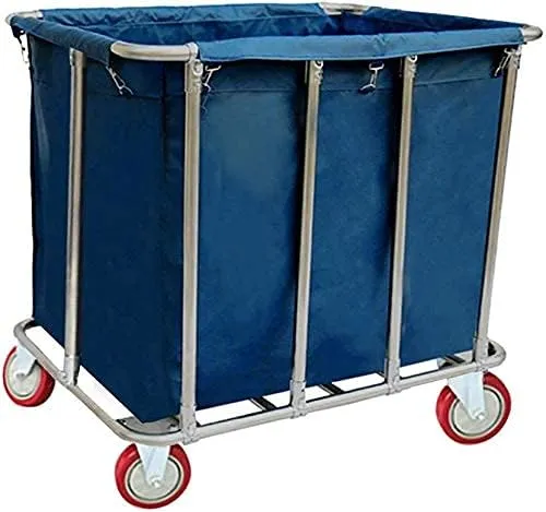 Trolley Movable Carts, Kitchen Storage Hand Trucks, 200L Large Capacity Laundry Hamper Sorter Cart,Hotel Clothes Trolley With 6.5Inch Wheels Bags/Brown/90X65X85Cm (Blue 90X65X85Cm) (Blue 90X65X85Cm)