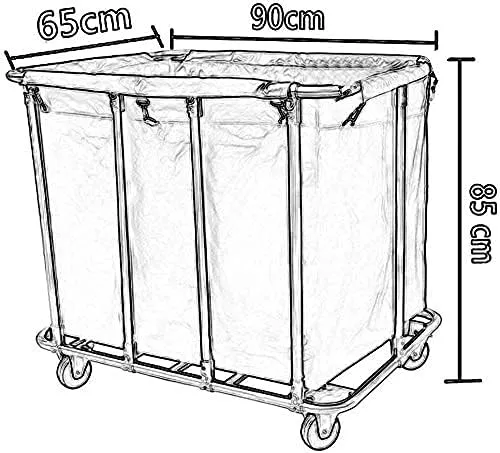 Trolley Movable Carts, Kitchen Storage Hand Trucks, 200L Large Capacity Laundry Hamper Sorter Cart,Hotel Clothes Trolley With 6.5Inch Wheels Bags/Brown/90X65X85Cm (Blue 90X65X85Cm) (Blue 90X65X85Cm)
