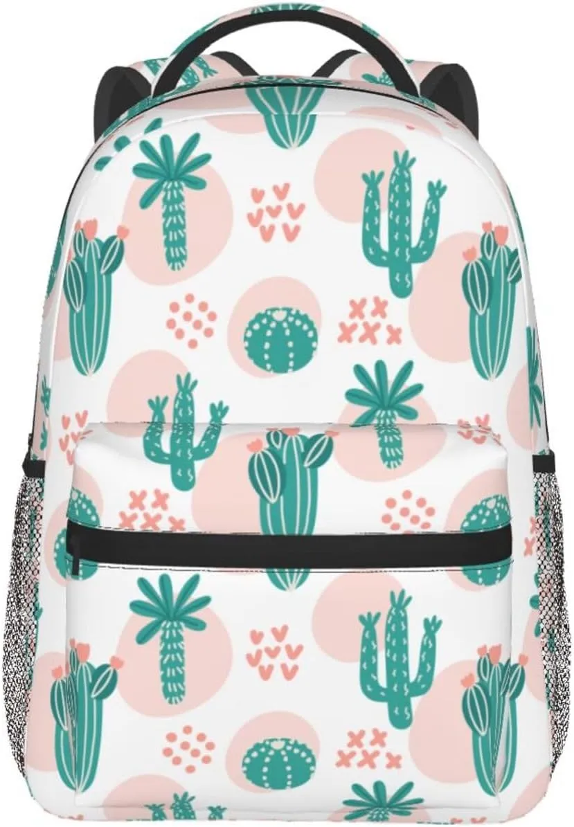 Tropical Different Types Cactus Backpack Lightweight Laptop Backpack Casual Daypack Travel Double Shoulder Bag For Women Men