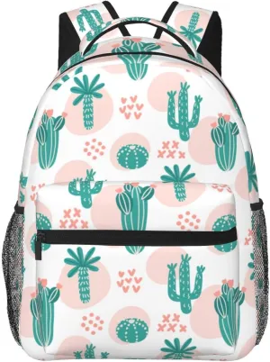 Tropical Different Types Cactus Backpack Lightweight Laptop Backpack Casual Daypack Travel Double Shoulder Bag For Women Men