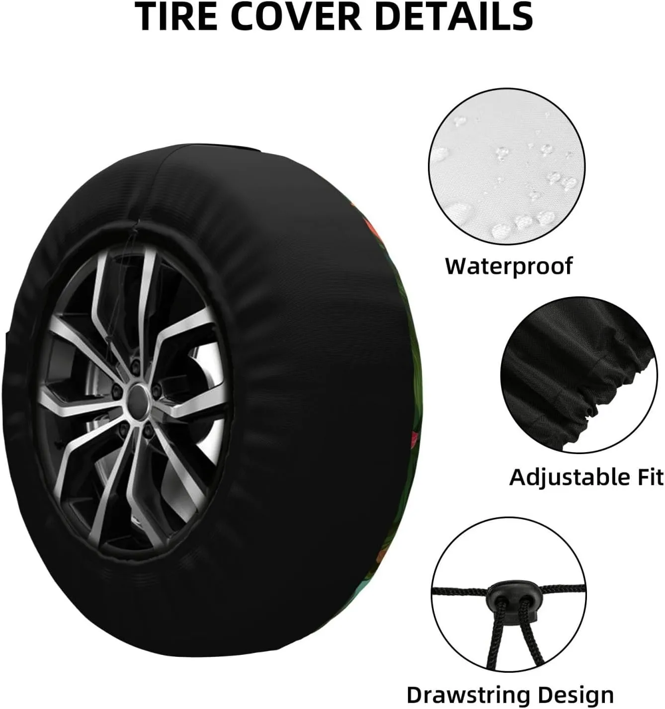 Tropical Flamingo Tire Cover Outdoor Waterproof Snow Sun Rain Wheel Cover Portable Wheel Bags Camper Spare Tire Cover Universal Car Tire Protectors for Trailer RV SUV