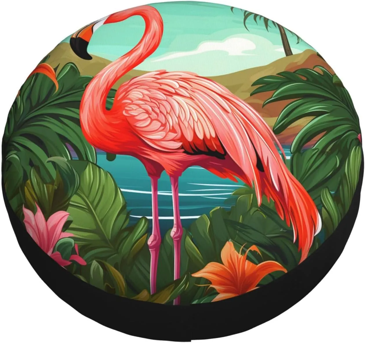 Tropical Flamingo Tire Cover Outdoor Waterproof Snow Sun Rain Wheel Cover Portable Wheel Bags Camper Spare Tire Cover Universal Car Tire Protectors for Trailer RV SUV