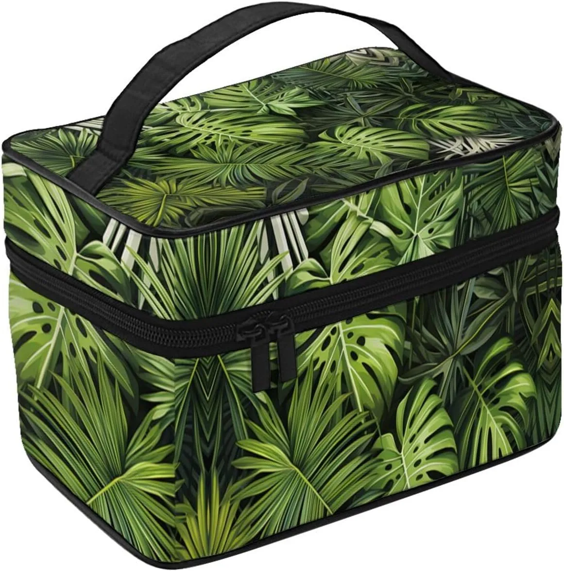 Tropical Palm Leaves Makeup Bag for Women Travel Cosmetic Bag Large Makeup Case Portable Toiletry Skincare Organizer Bag