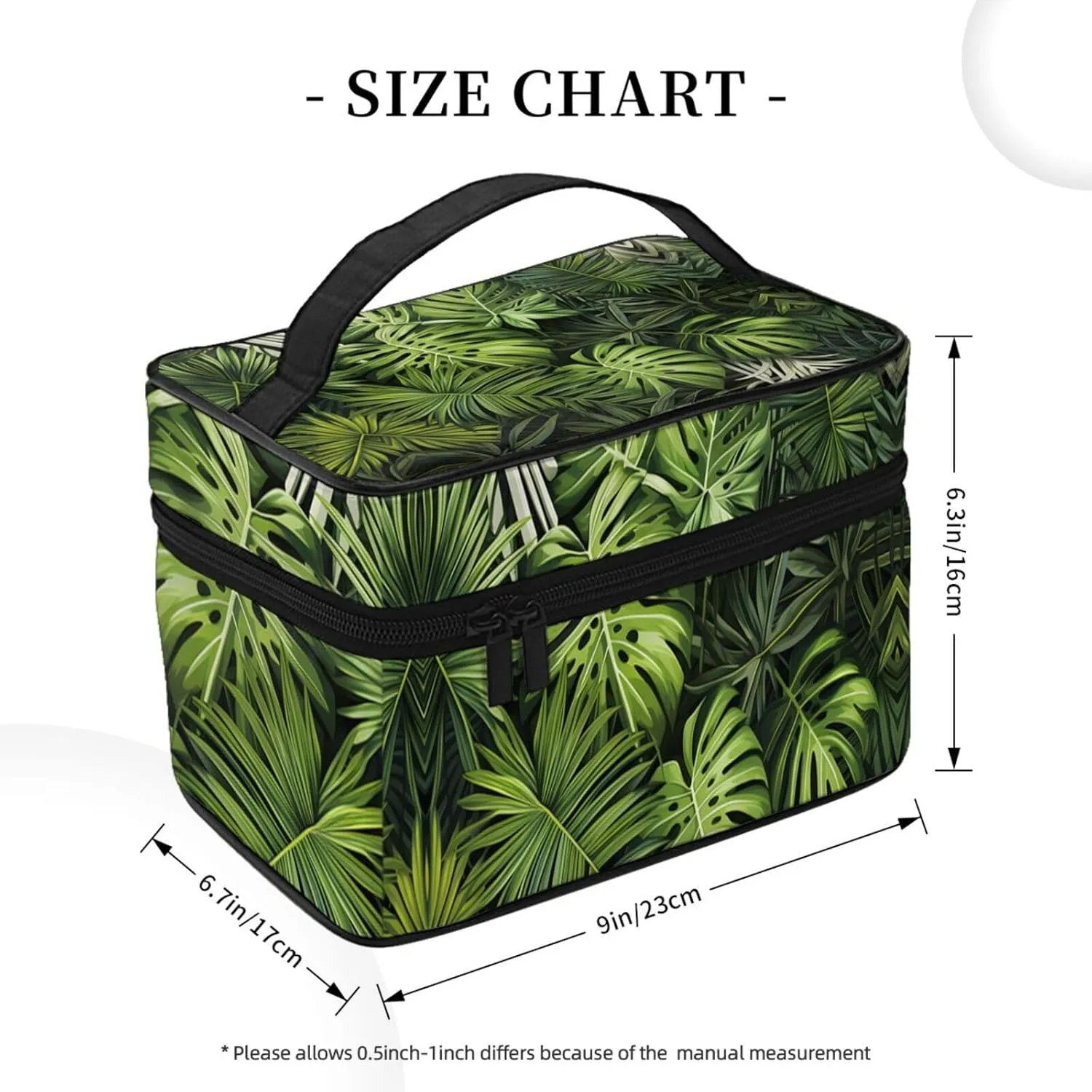 Tropical Palm Leaves Makeup Bag for Women Travel Cosmetic Bag Large Makeup Case Portable Toiletry Skincare Organizer Bag