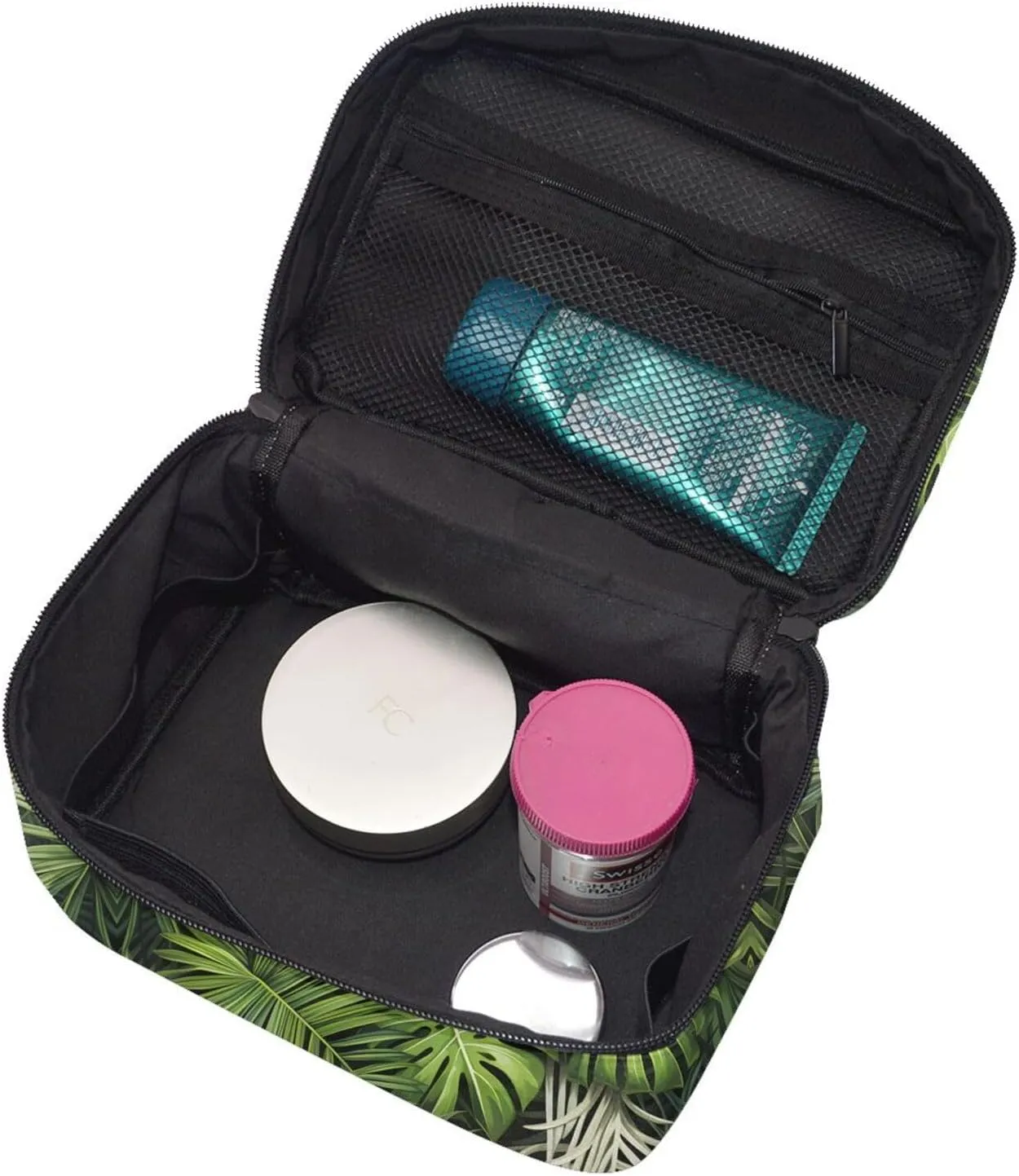 Tropical Palm Leaves Makeup Bag for Women Travel Cosmetic Bag Large Makeup Case Portable Toiletry Skincare Organizer Bag