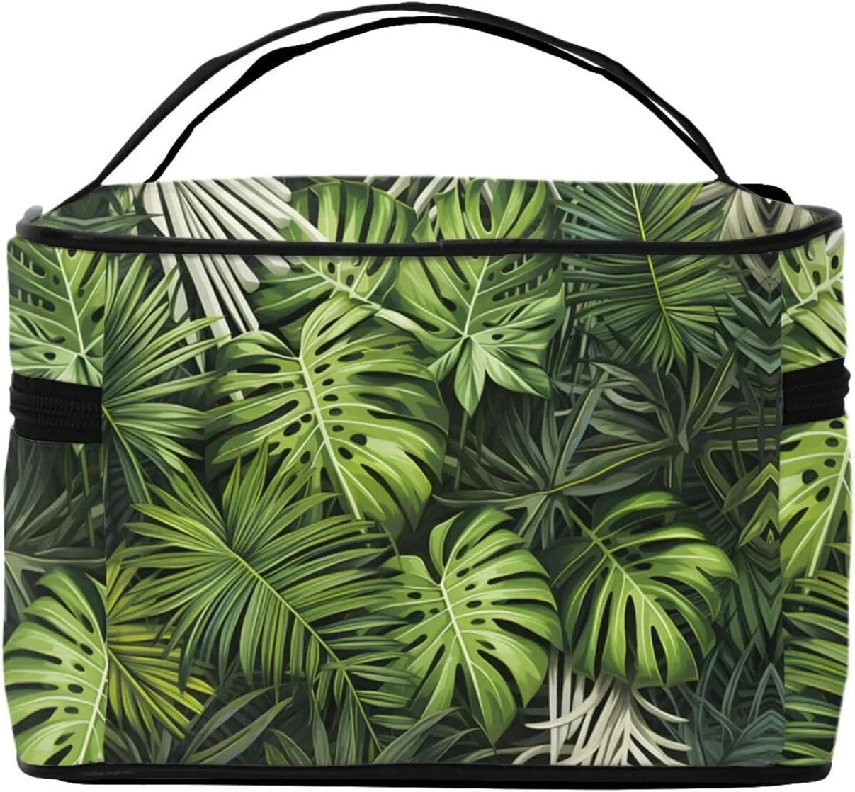 Tropical Palm Leaves Makeup Bag for Women Travel Cosmetic Bag Large Makeup Case Portable Toiletry Skincare Organizer Bag