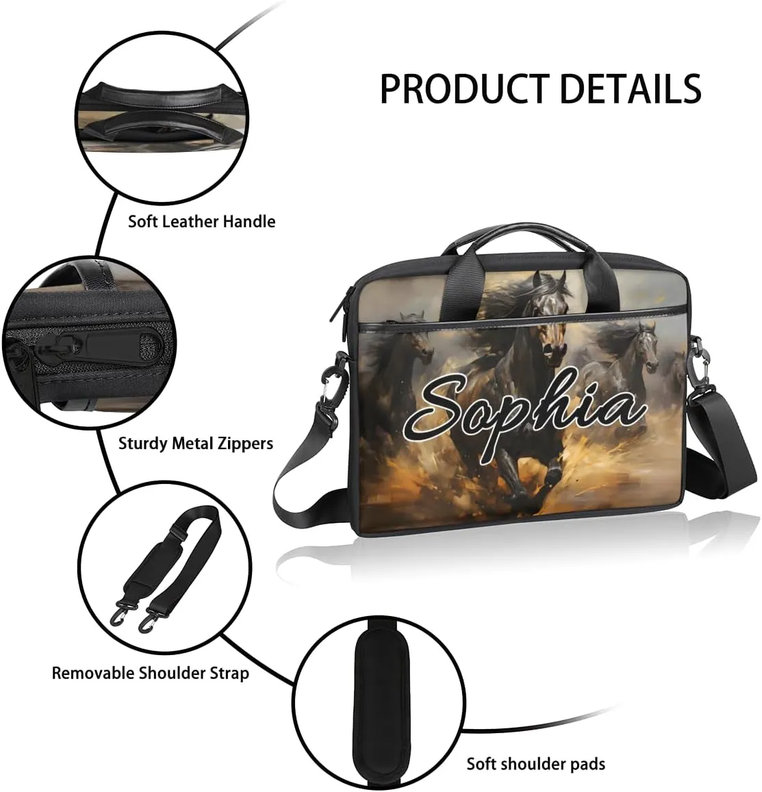 TropicalLife Personalized Laptop Bag 15 Inch Custom Sleeve Case with Handle Shoulder Strap Computer Messenger Bag