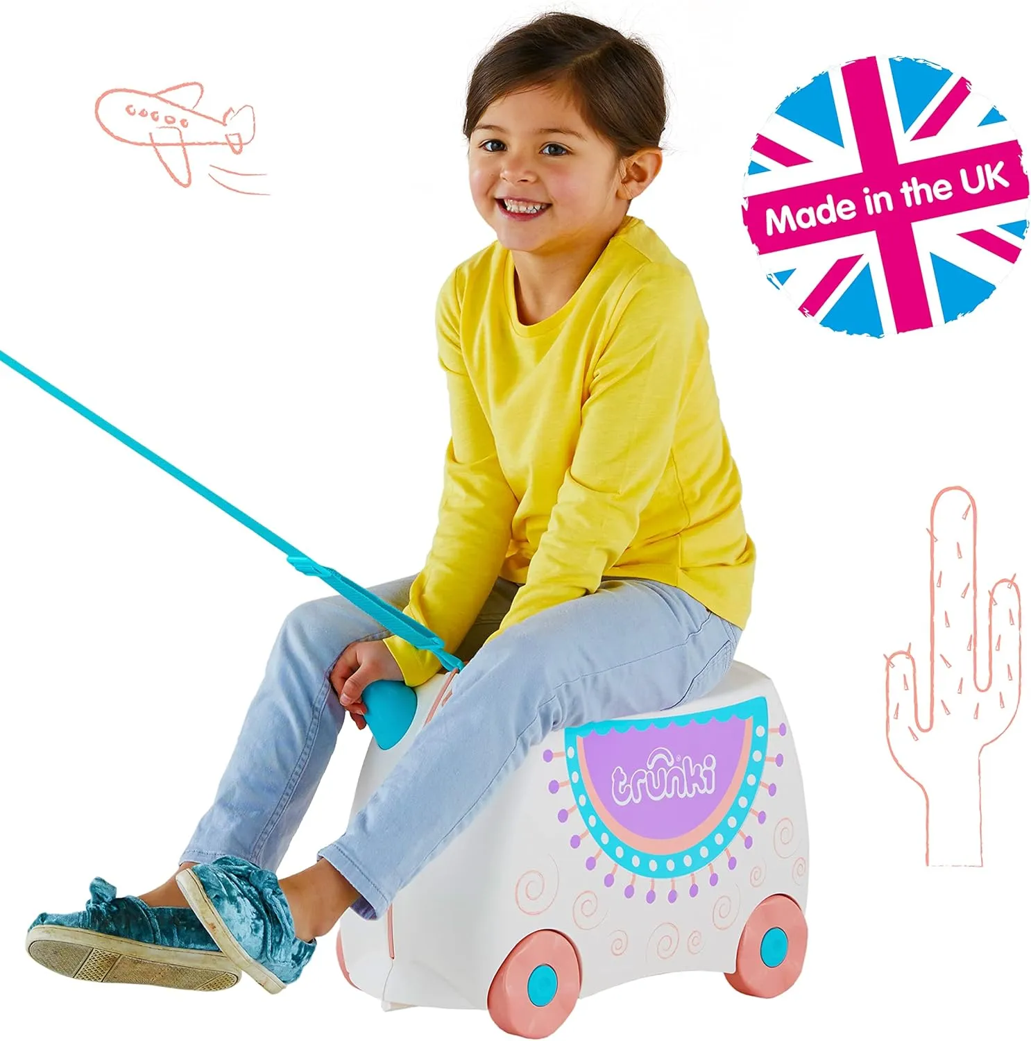 Trunki Hand Luggage and Children's Suitcase for Sitting On | Children's Risen Gift for Girls and Boys | Trolley, Pink