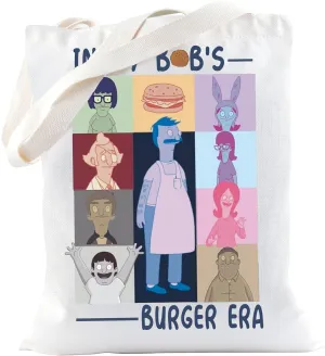TSOTMO Bob Cartoon TV Show Merch Tote Bag for Cartoon Fans Burger WDW Gift Bob Family Matching Gift