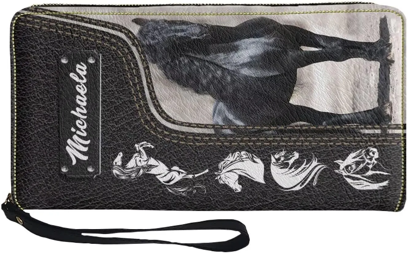 Tuoxiukan Crazy Horse Wallets for Men Custom Wallets with Name PU Leather Long Wallets for Women Handbags and Purse Waterproof Zipper Coin Purse Christmas Gifts for Mom