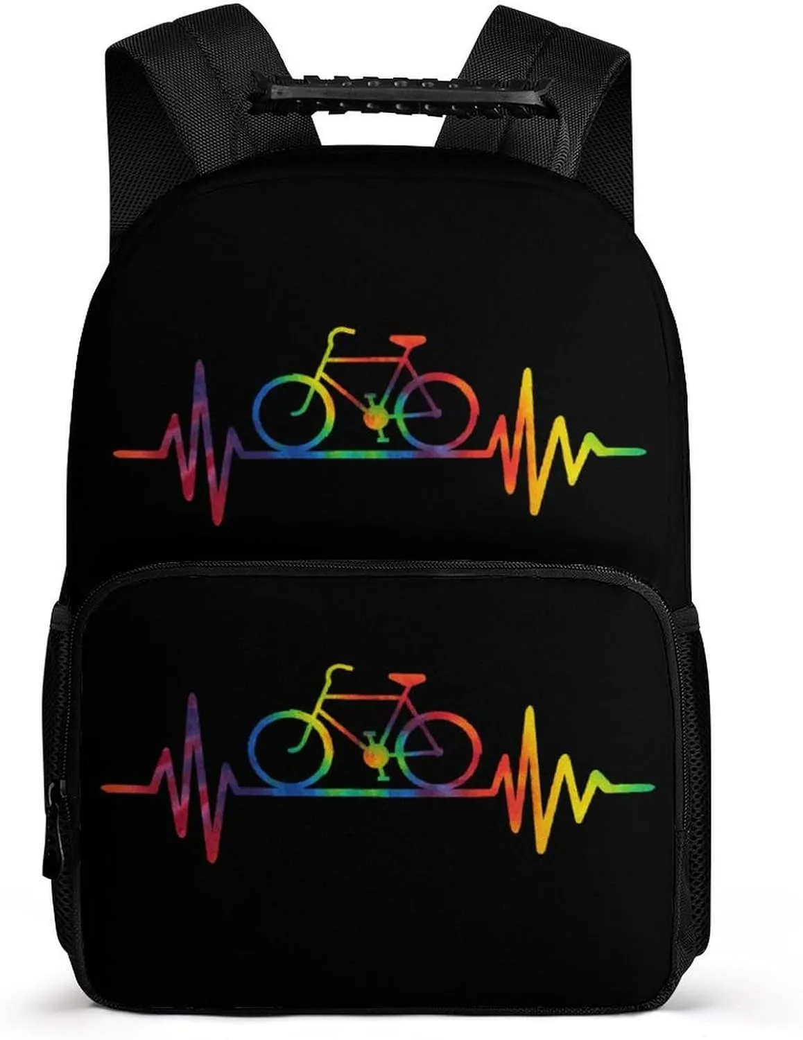 Tye Die Heartbeat Bike Fashion Backpack Laptop Bag Travel Work Business Computer Back Pack Purse